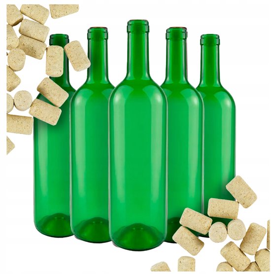 Bimberek - Wijnfles - 0,75L - Groen - Transparant - Met Kurk — afbeelding 3