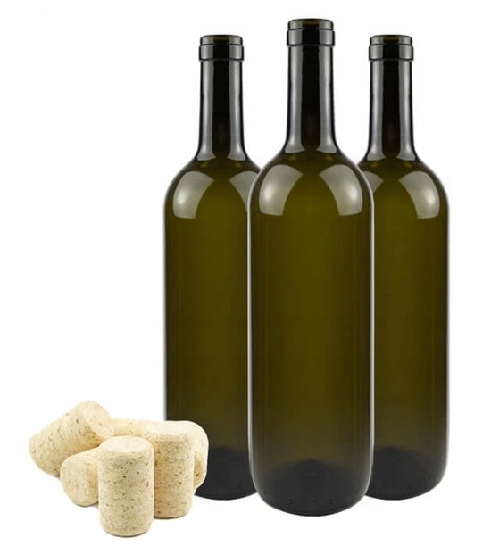 Bimberek - Wijnfles - 0,75L - Groen - Transparant - Met Kurk — afbeelding 4