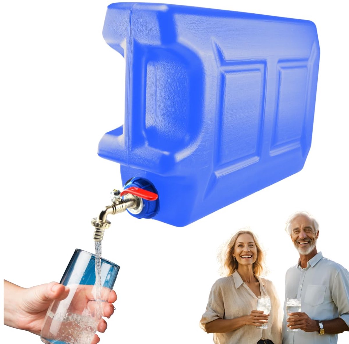 Anwicar Jerrycan voor Water - 20 L - Watercontainer met Kraantje en Dop - Waterdispenser Camping - Blauw