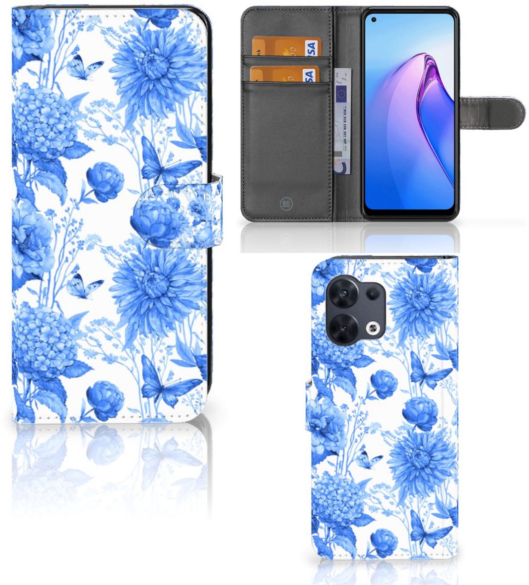 Hoesje voor OPPO Reno8 Flowers Blue