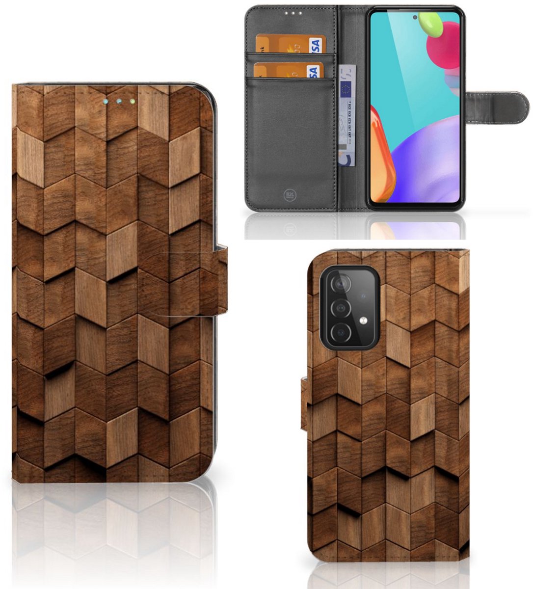 Book Style Case voor Samsung Galaxy A52 Wooden Cubes