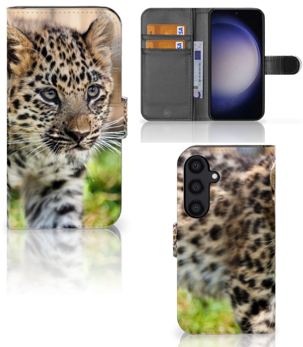 Samsung Galaxy S24 Telefoonhoesje met Pasjes Baby Luipaard