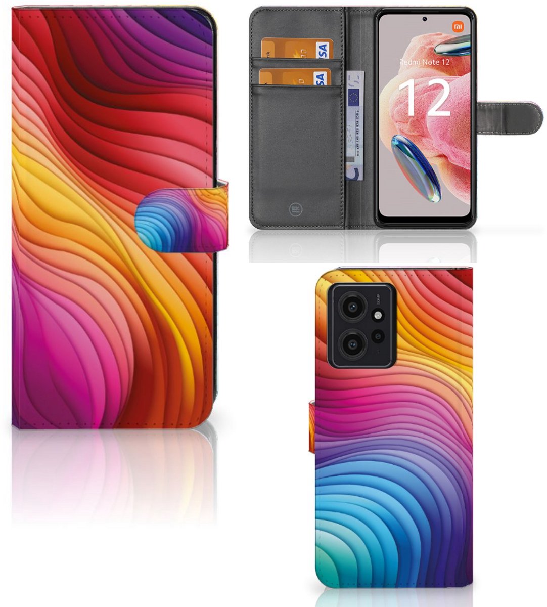 Book Case voor Xiaomi Redmi Note 12 4G Regenboog