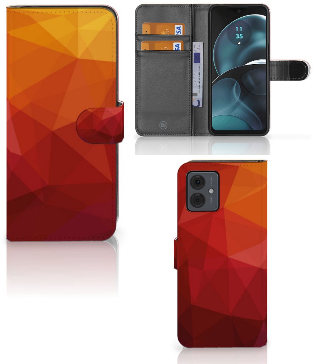 Book Case voor Motorola Moto G14 Polygon Red