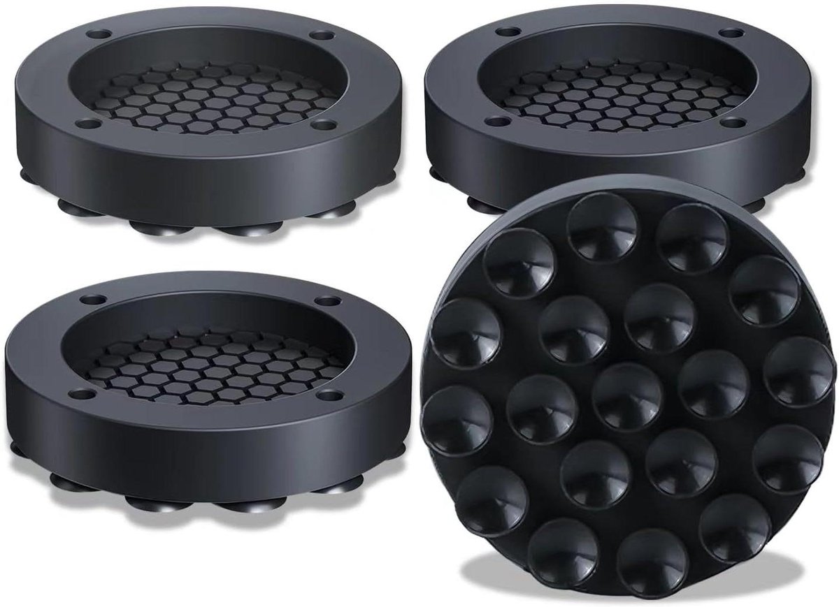 Anti Vibratie Pads - Wasmachine Ondersteuning - Apparaten Stabiliseren - Uniek Zuignap Ontwerp - 6 cm Diameter - Zwart