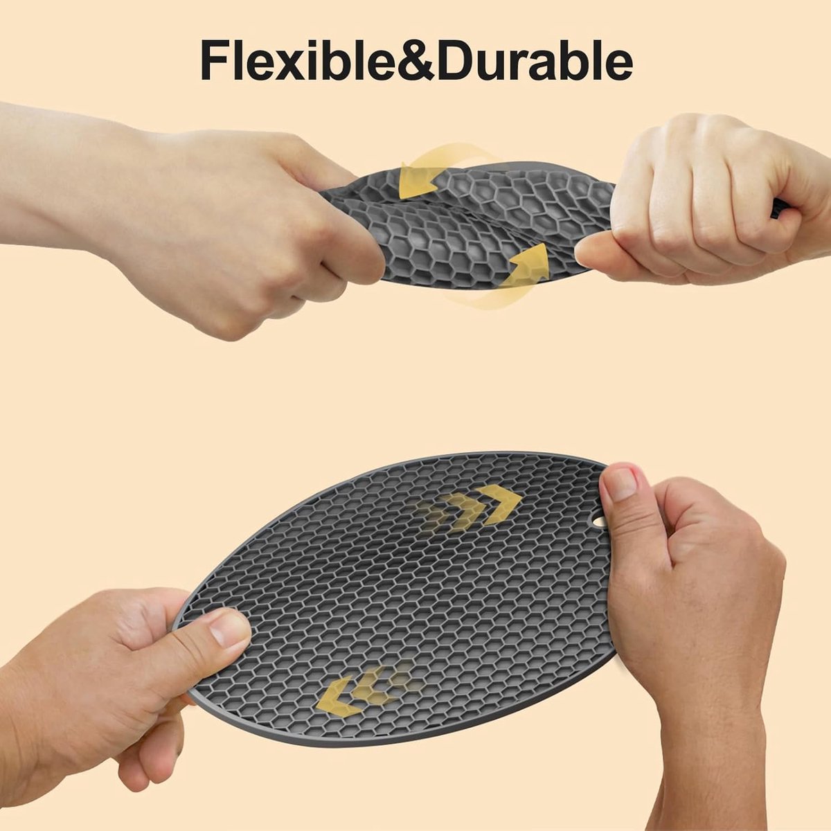 Siliconen Onderzetters - Hittebestendige Mat - Bescherming Tafel - 8mm Dik - 3 stuks - Grijs