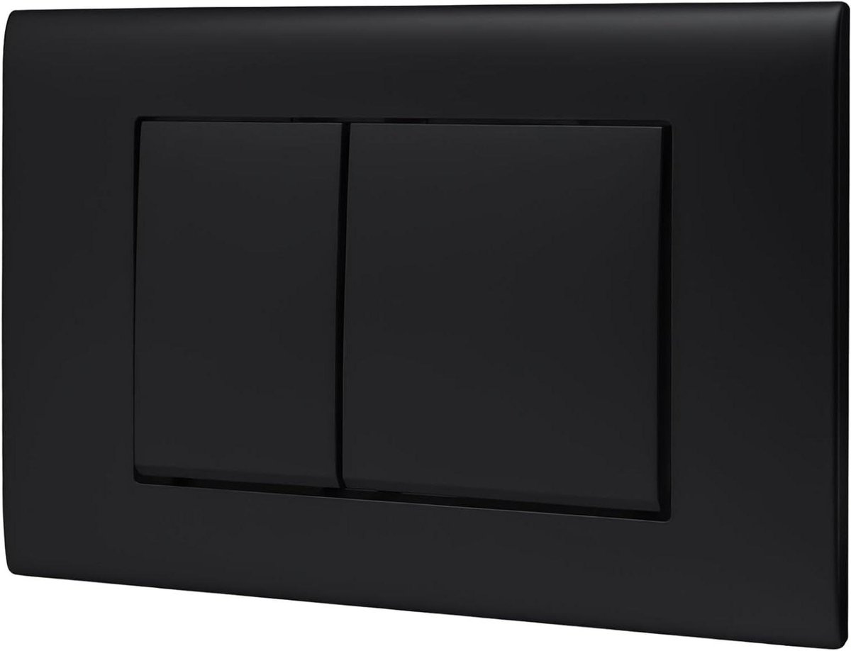 Dubbele Spoelplaat WC - Bedieningsplaat Toilet - Water Besparen - Hoge Compatibiliteit - 245 x 164 Mm - Mat Zwart