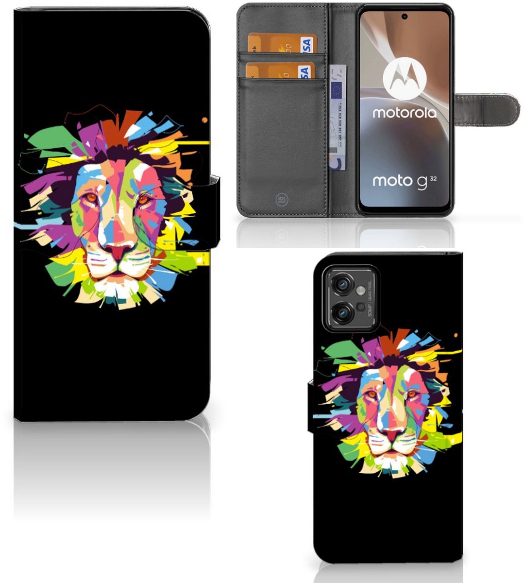 Motorola Moto G32 Leuk Hoesje Lion Color