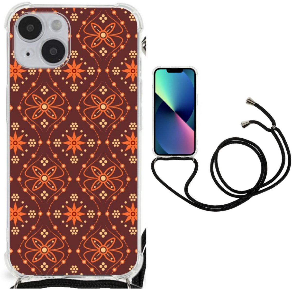 iPhone 14 Plus Doorzichtige Silicone Hoesje Batik Brown