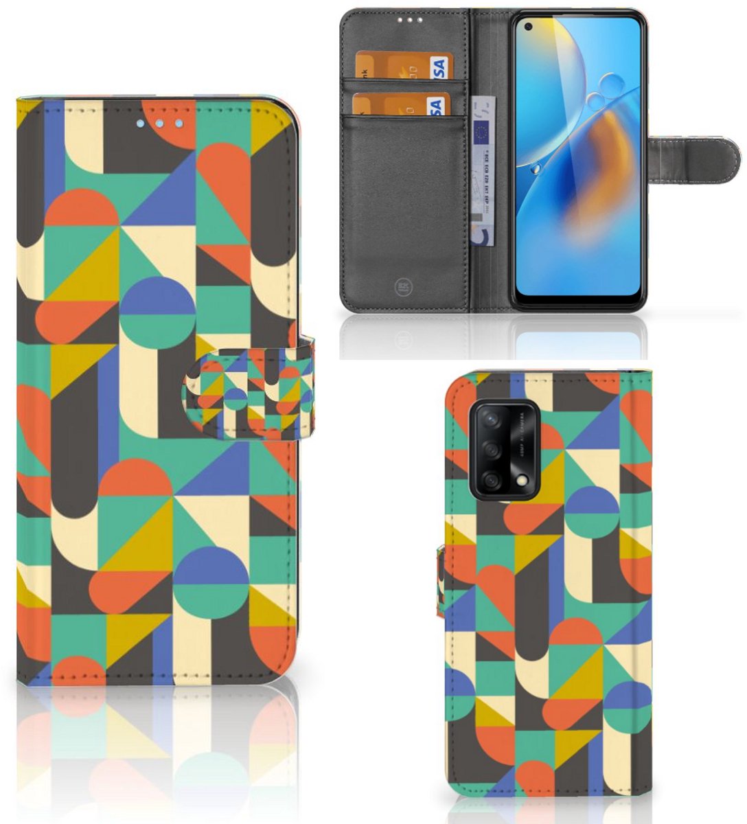 Book Case voor OPPO A74 4G Telefoon Hoesje Funky Retro