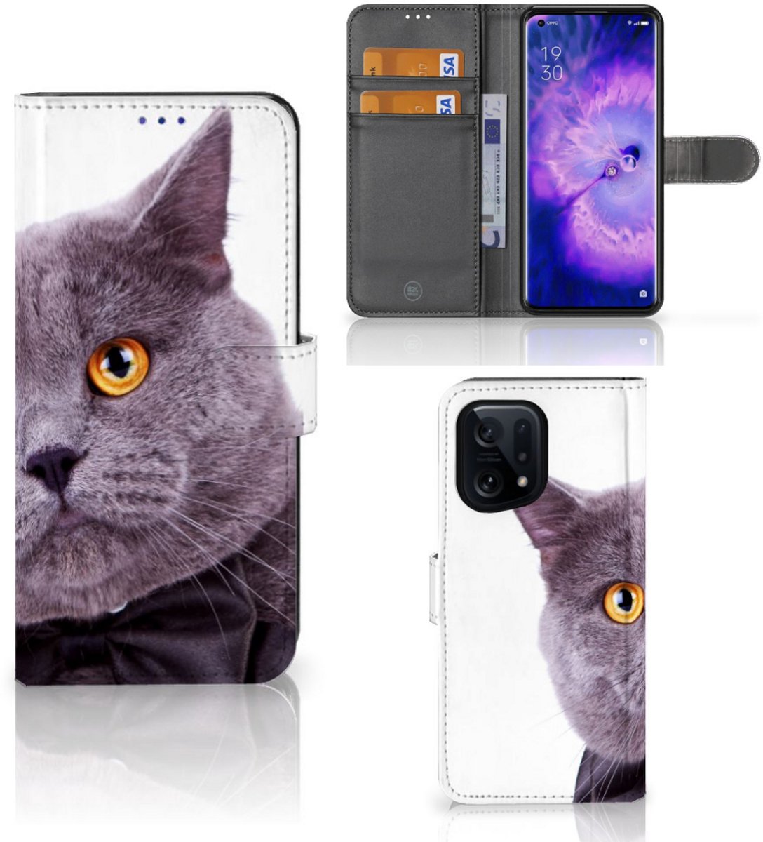 OPPO Find X5 Telefoonhoesje met Pasjes Kat