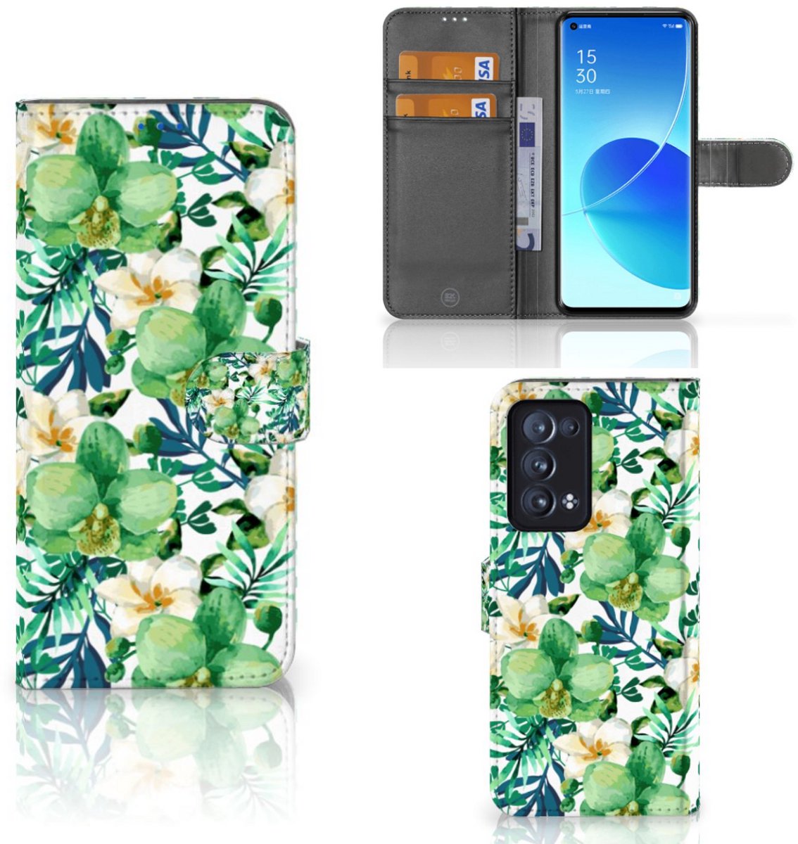 OPPO Reno 6 Pro Plus 5G Hoesje Orchidee Groen