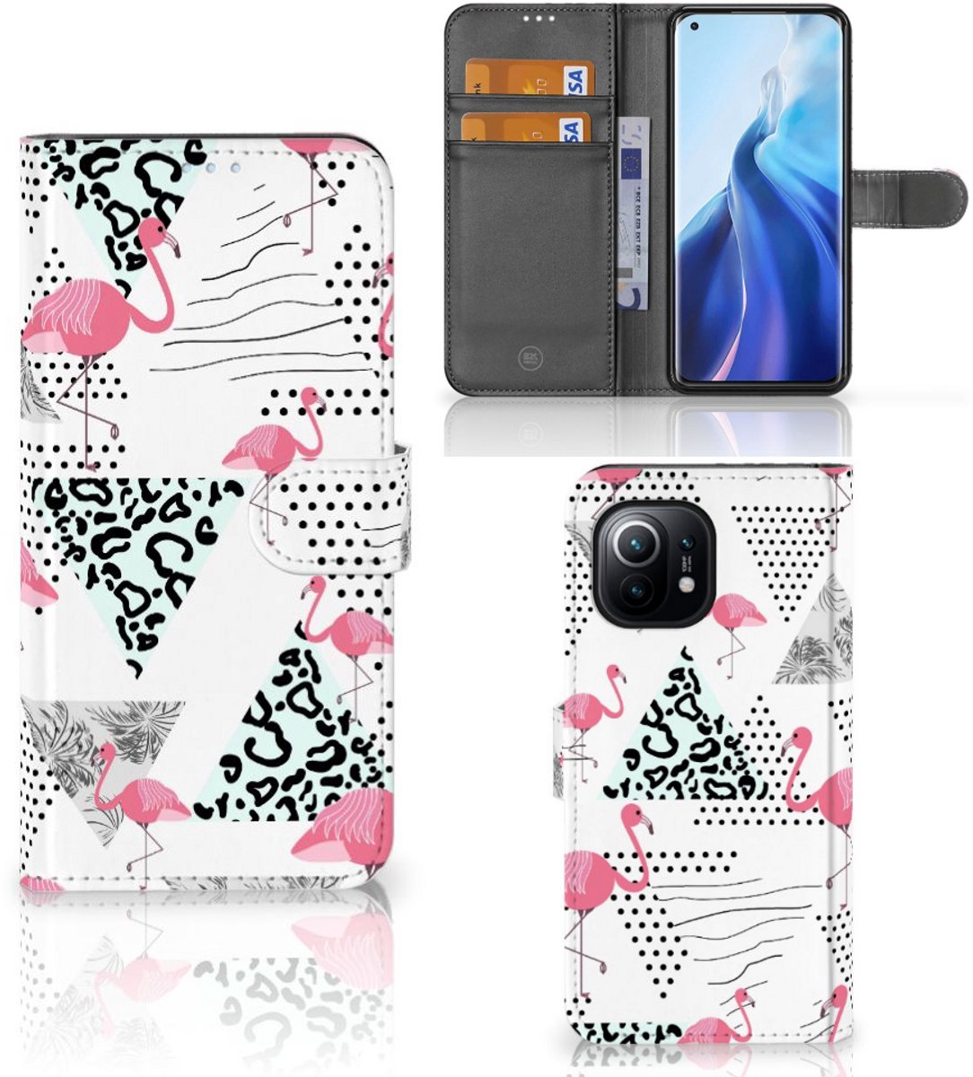 Xiaomi Mi 11 Telefoonhoesje met Pasjes Flamingo Triangle