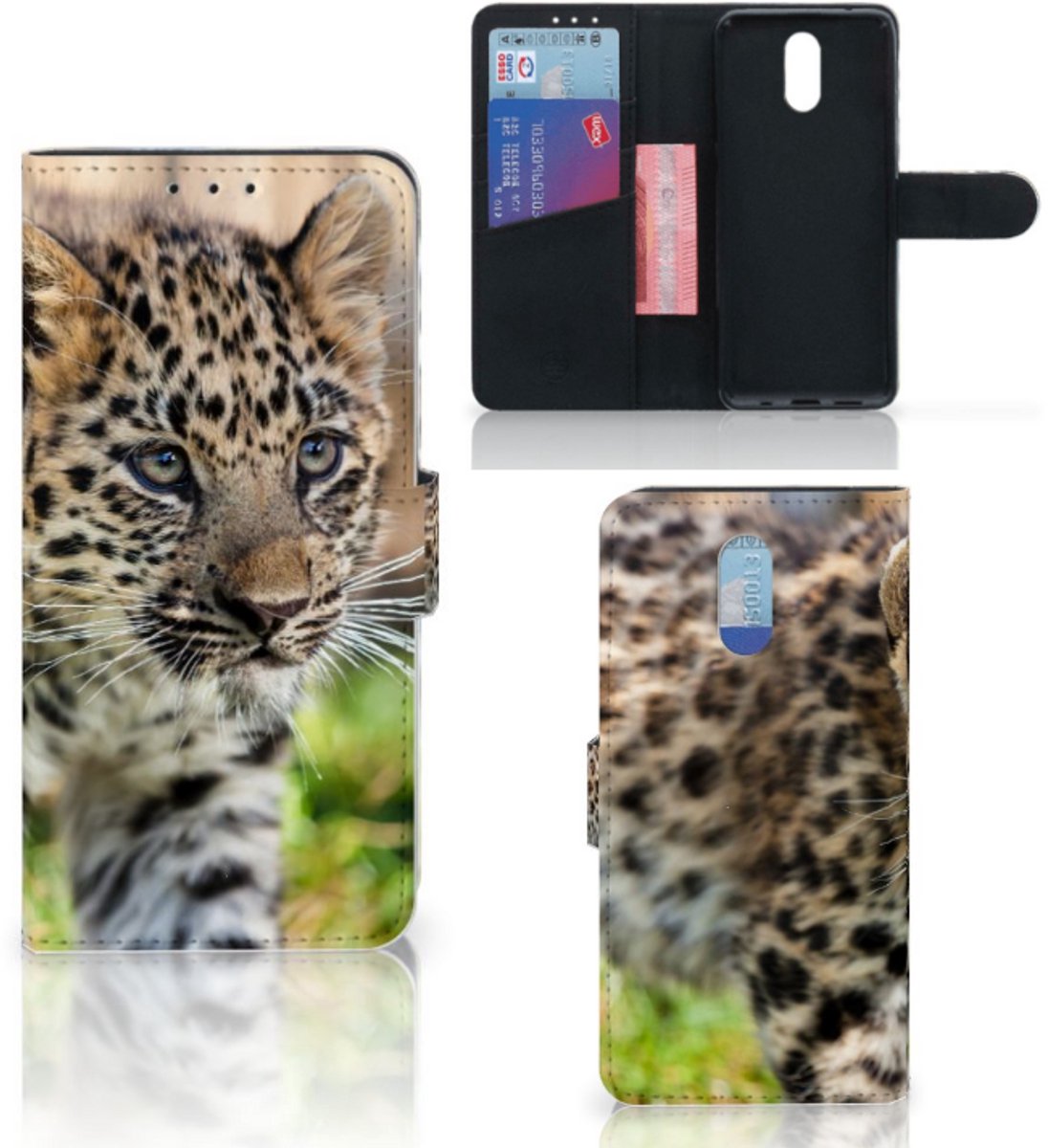 Nokia 2.3 Telefoonhoesje met Pasjes Baby Luipaard