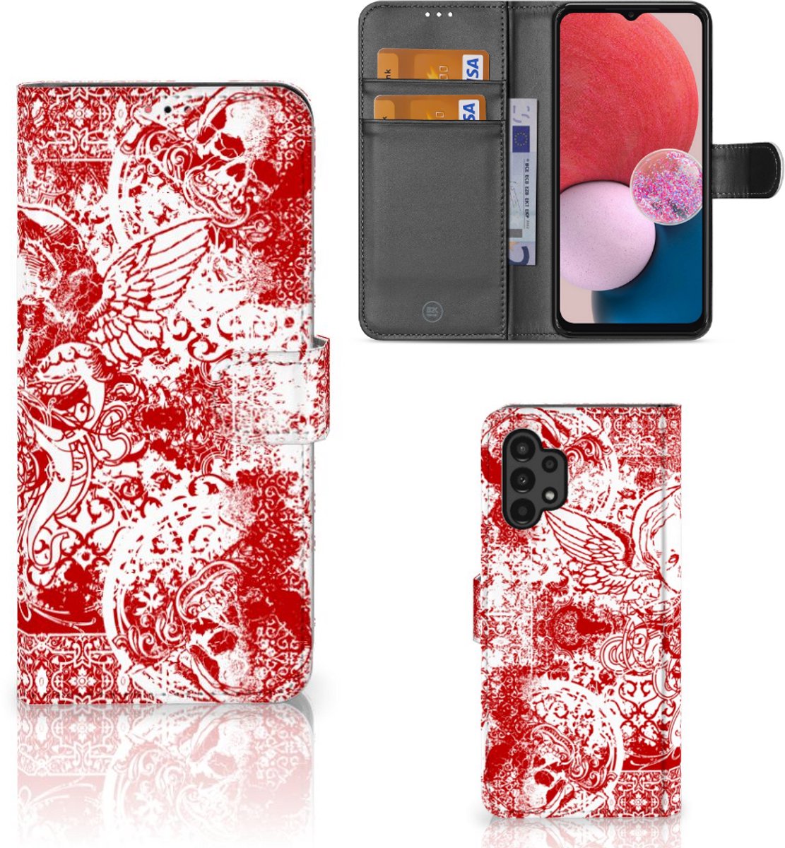 Telefoonhoesje met Naam Samsung Galaxy A13 (4G) Angel Skull Rood
