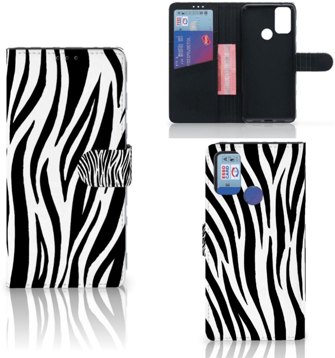 Alcatel 1S (2021) Telefoonhoesje met Pasjes Zebra
