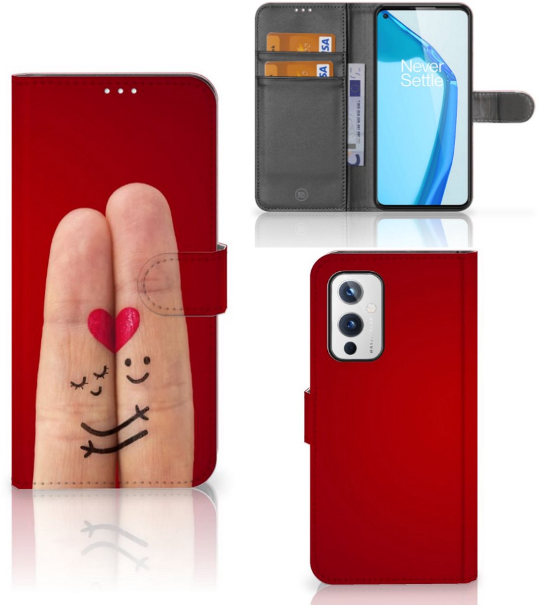 OnePlus 9 Wallet Case met Pasjes Liefde - Origineel Romantisch Cadeau