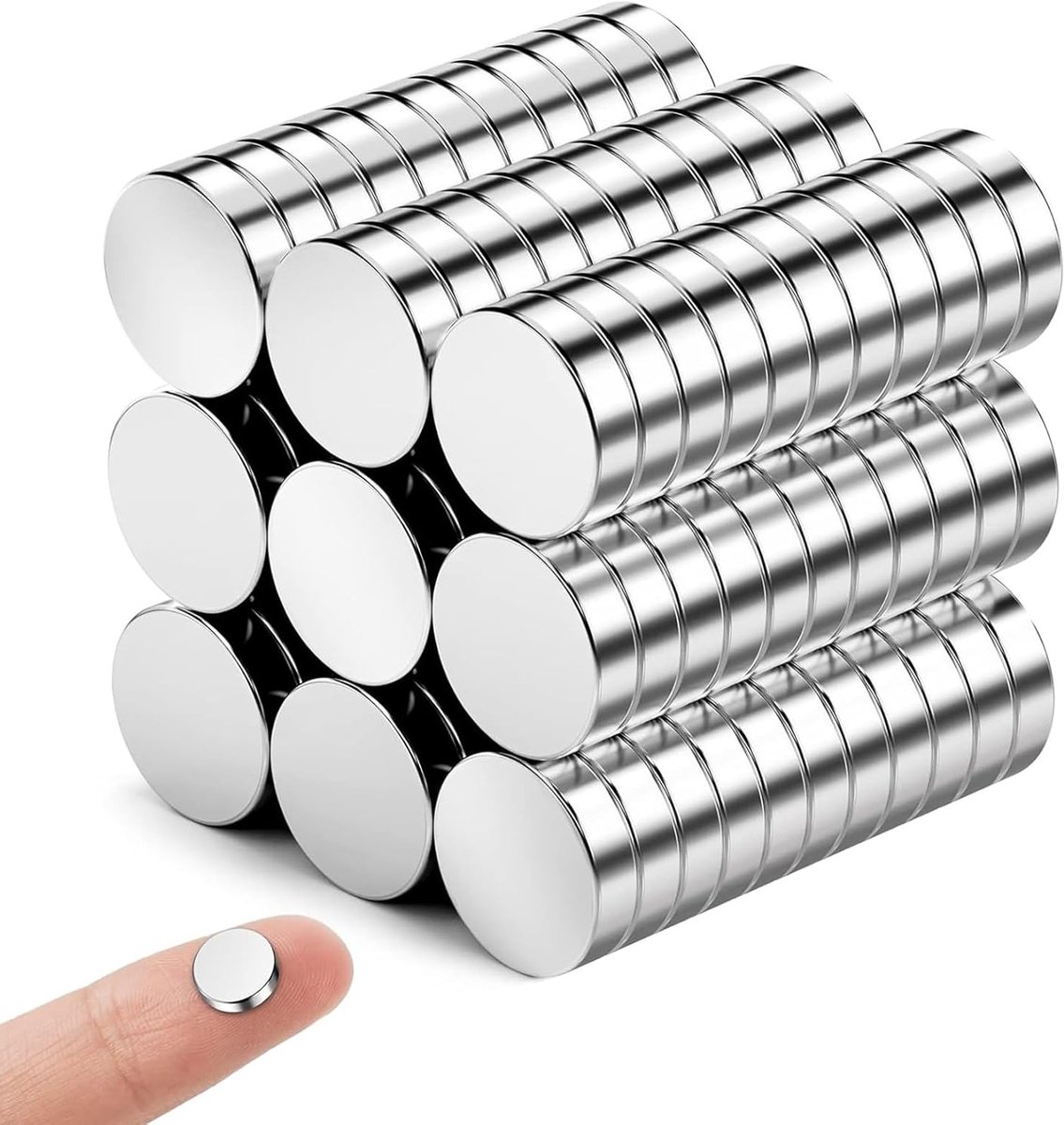 Neodymium Magneten Set van 60 Stuks, 8 x 2 mm, Zelfklevend en Extra Sterk voor Magnetische Borden en Koelkasten