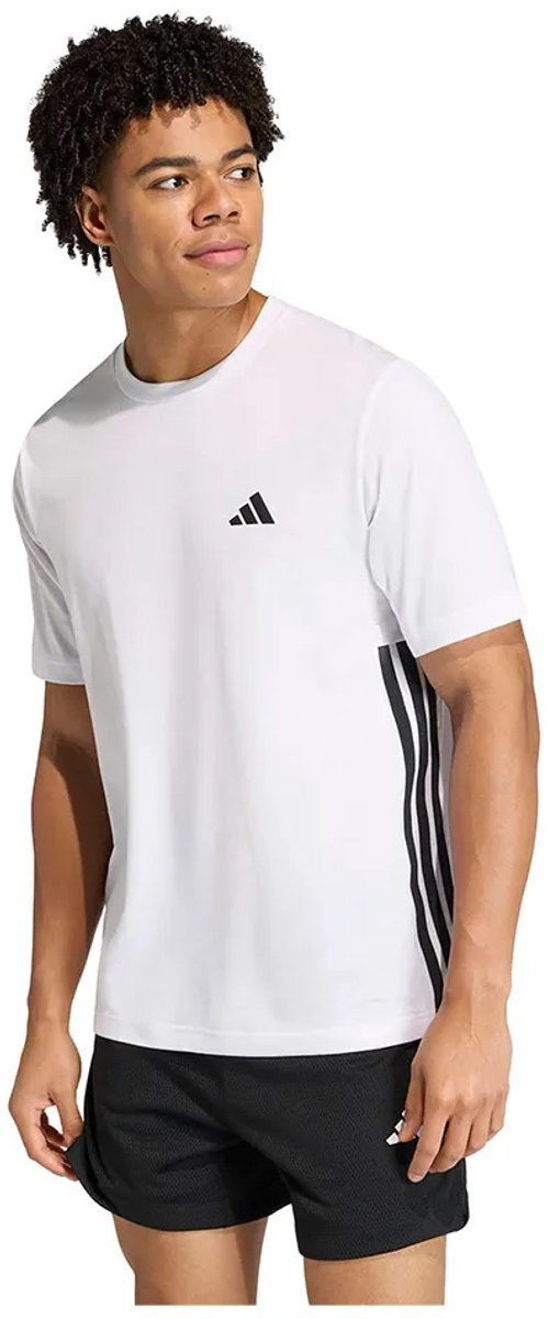 Adidas Workout Essentials Feelready 3 Stripes T-shirt Met Korte Mouwen Man Zwart