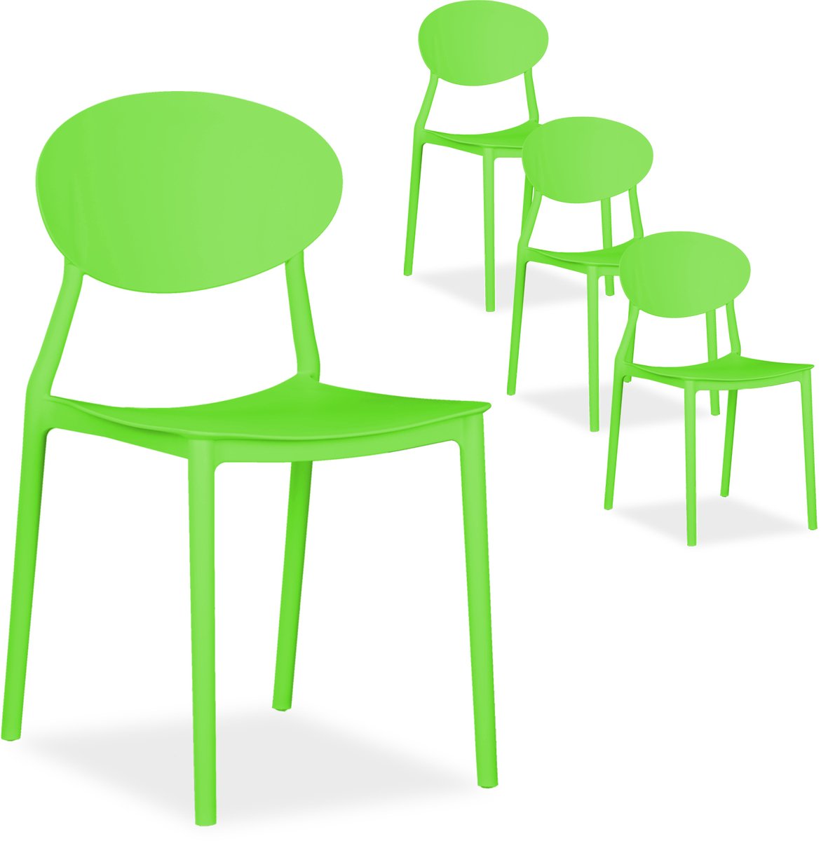 Homestyle4u Tuinstoelen - Set van 4 - Stapelstoelen - Kunststof - Groen