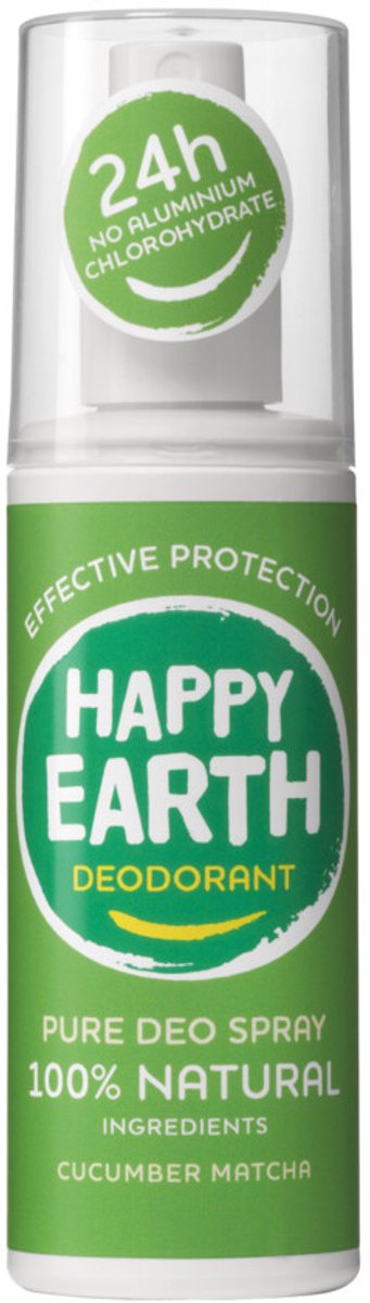Happy Earth Deodorant Spray Cucumber Matcha - 100% Natuurlijk - 24 uur Bescherming - 100mL