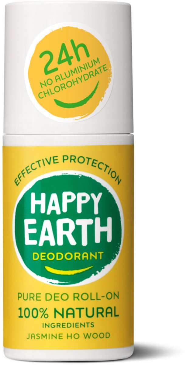Happy Earth Deodorant Roller Jasmine Ho Wood - 100% Natuurlijk - 24 uur Bescherming - 75mL