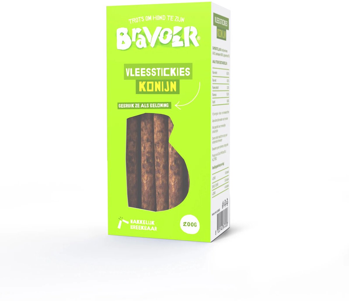 Bravoer Vleesstickies Konijn 200 gram