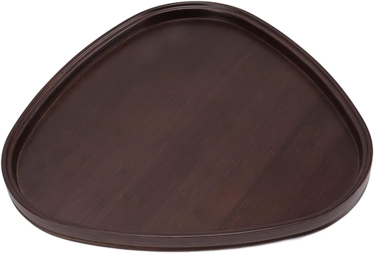 Houten dienblad, 26/32 cm, bruine driehoeken, serviesbord, driehoekige decoratie van walnoothout, fruit-, thee- en koffiebord voor restaurant, huisbar (26 cm)