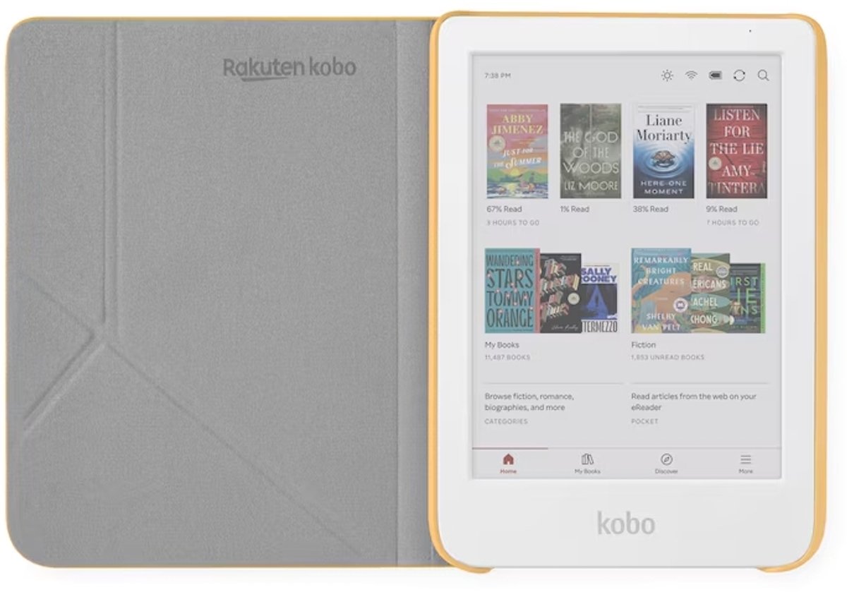 Kobo Clara Colour / BW Hoes voor eReader - SleepCover - Geel - Ingebouwde standaard – foto 2
