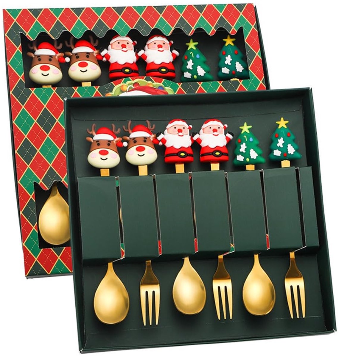 aladdien - RVS Bestekset - 6-delig - Gouden Afwerking - Feestdagen - Diner - Luxe uitstraling - Perfect voor speciale gelegenheden - Geschikt voor e...