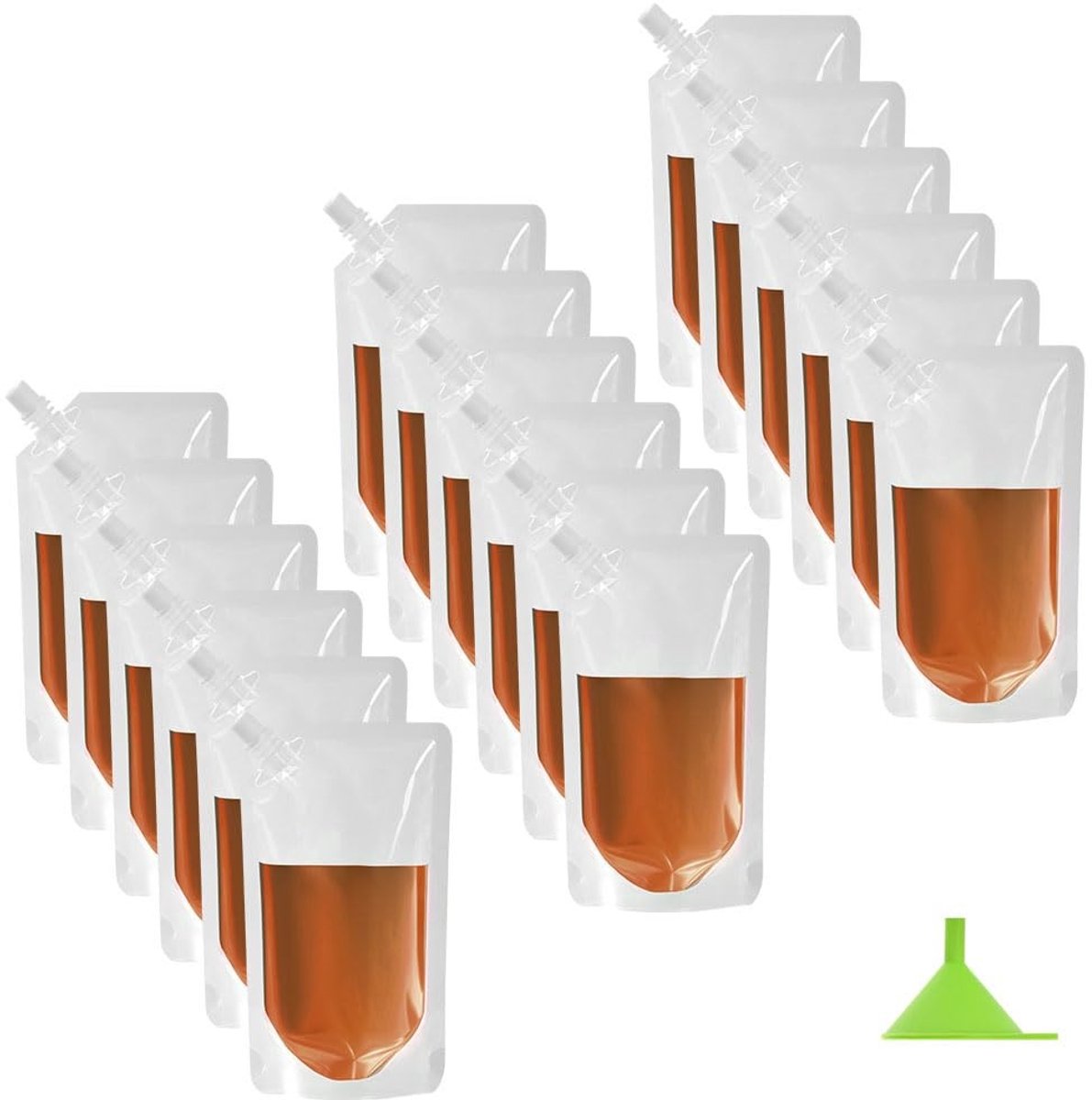 VT Goods - Drinkzakjes - Navulbare plastic flessen - Lichtgewicht en opvouwbaar - 18 stuks - Voor festivals, picknicks en meer
