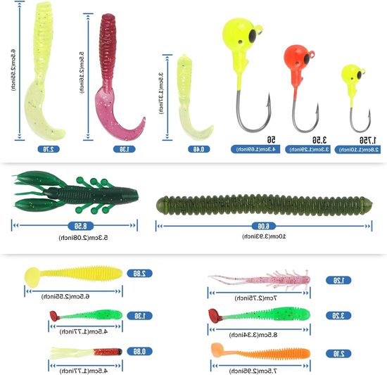 Multifunctionele Hengelset met Diverse Aasaccessoires, Zachte Aas en Haak in Opbergdoos voor Visserij — afbeelding 3