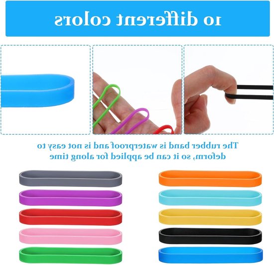 Dailygoods- Rubberen Banden - 30 Siliconen Elastieken - Veelkleurig - Brede Elastische Band - Zeer Elastisch Ontwerp - 70 x 5 mm van Dailygoods — afbeelding 2