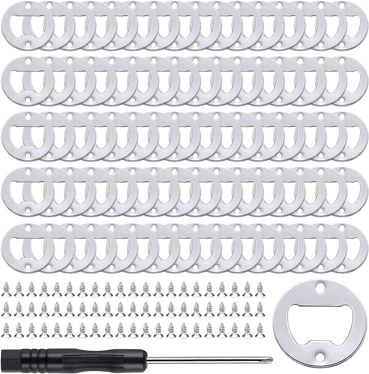 Flesopener Inzetstukken - Doe-het-zelf Kits - Unieke Openers Maken - Roestvrij Metaal - 80 Stuks - Zilver