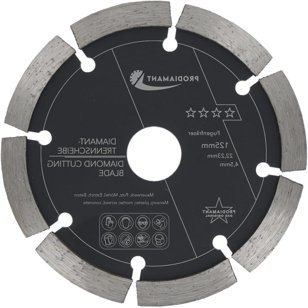 Voegensnijder Schijf - Freesblad Diamant - Mortel Verwijderen - 10mm Diamantsegment - Ø 125mm 4.5mm - Zwart