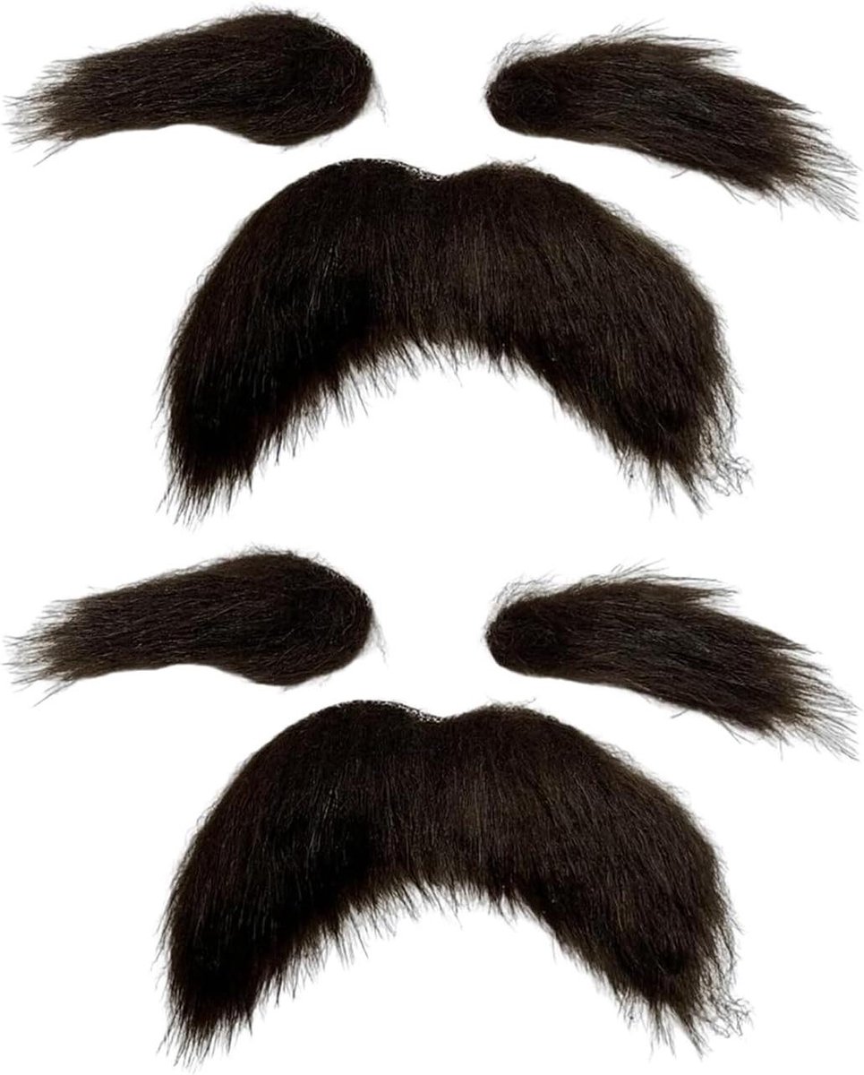 Baard en Wenkbrauwen Sets - Nep Baard - Feest Accessoires - Zelfklevend - 2 Sets - Donkerbruin