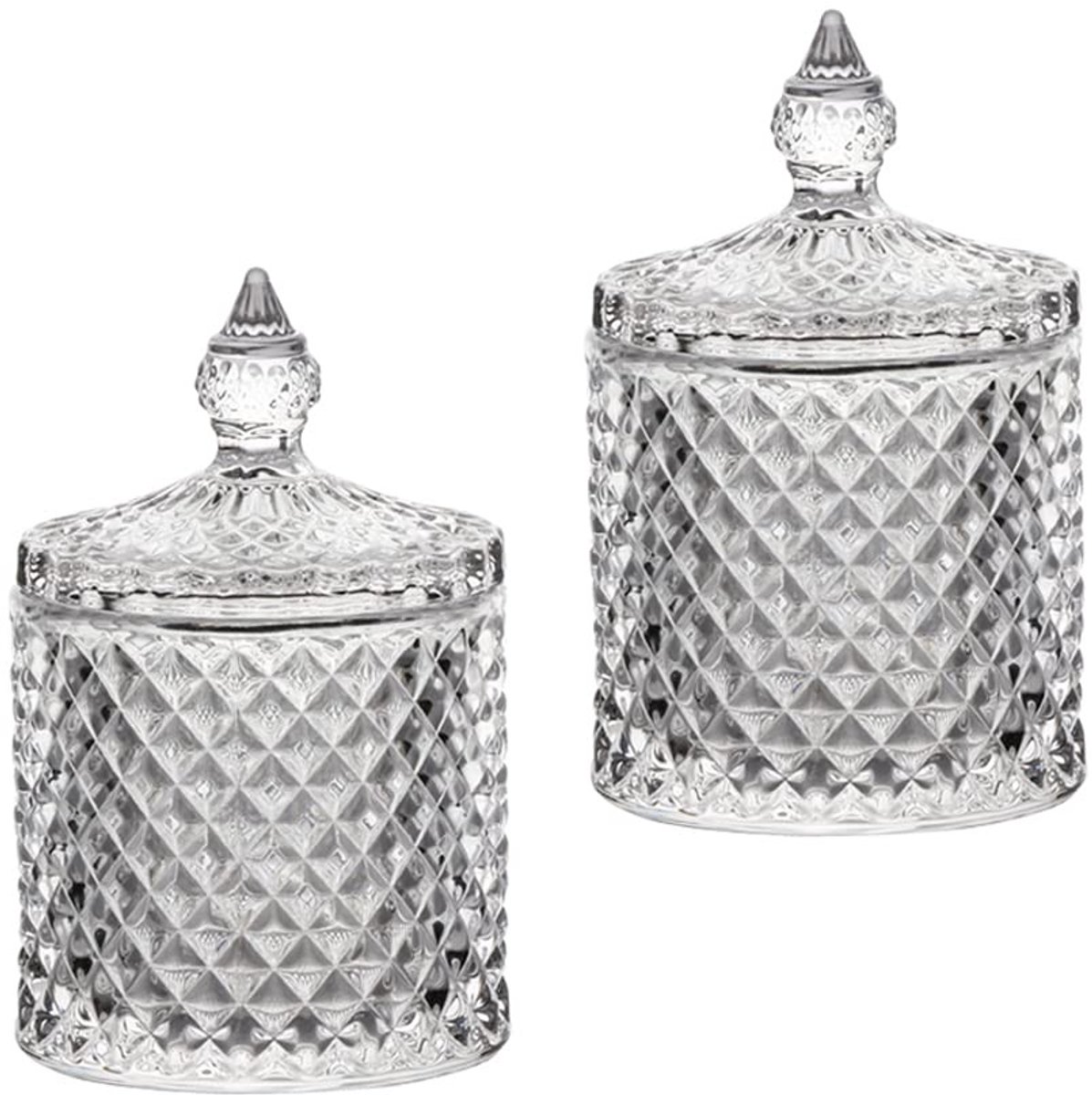 Allecto - MengCat Katoenen bal en wattenstaafje houder Organizer - Glas badkamer organizer - Set van 2 - Perfect voor smalle ruimtes - Decoratief e...