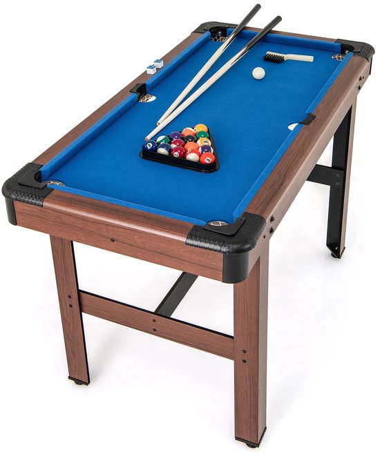 CINK Play Pooltafel 122 cm - Compacte Biljarttafel met Keu's, Ballen en Accessoires - Voor Thuis - Blauw - 122 x 61 x 76 cm