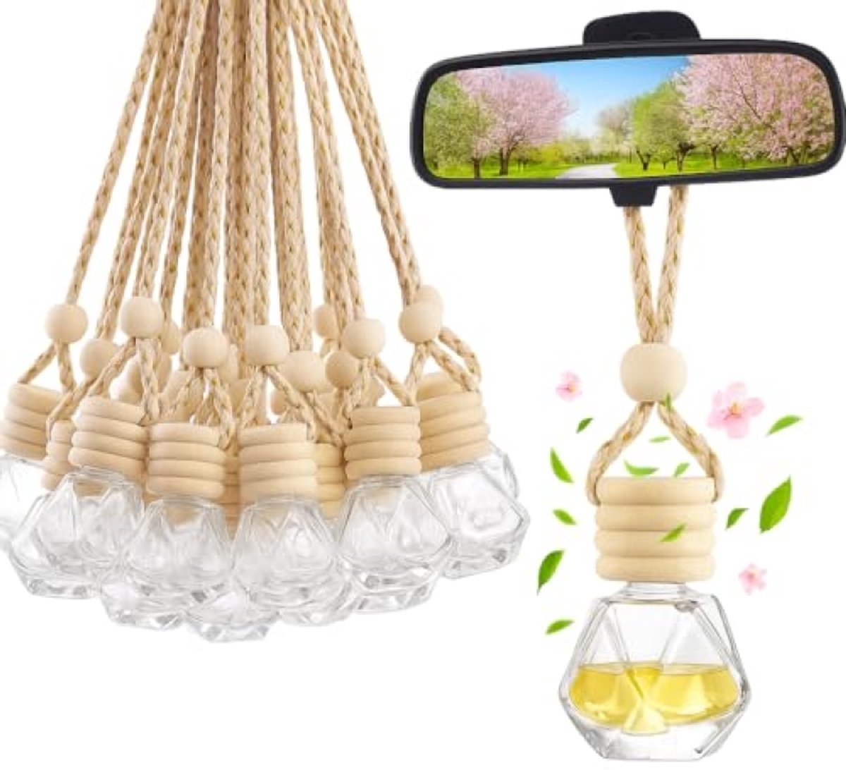 30 stuks lege navulbare auto-parfumflessen 8 ml - glazen aromatherapie diffuser met houten dop - voor auto, thuis en kantoor