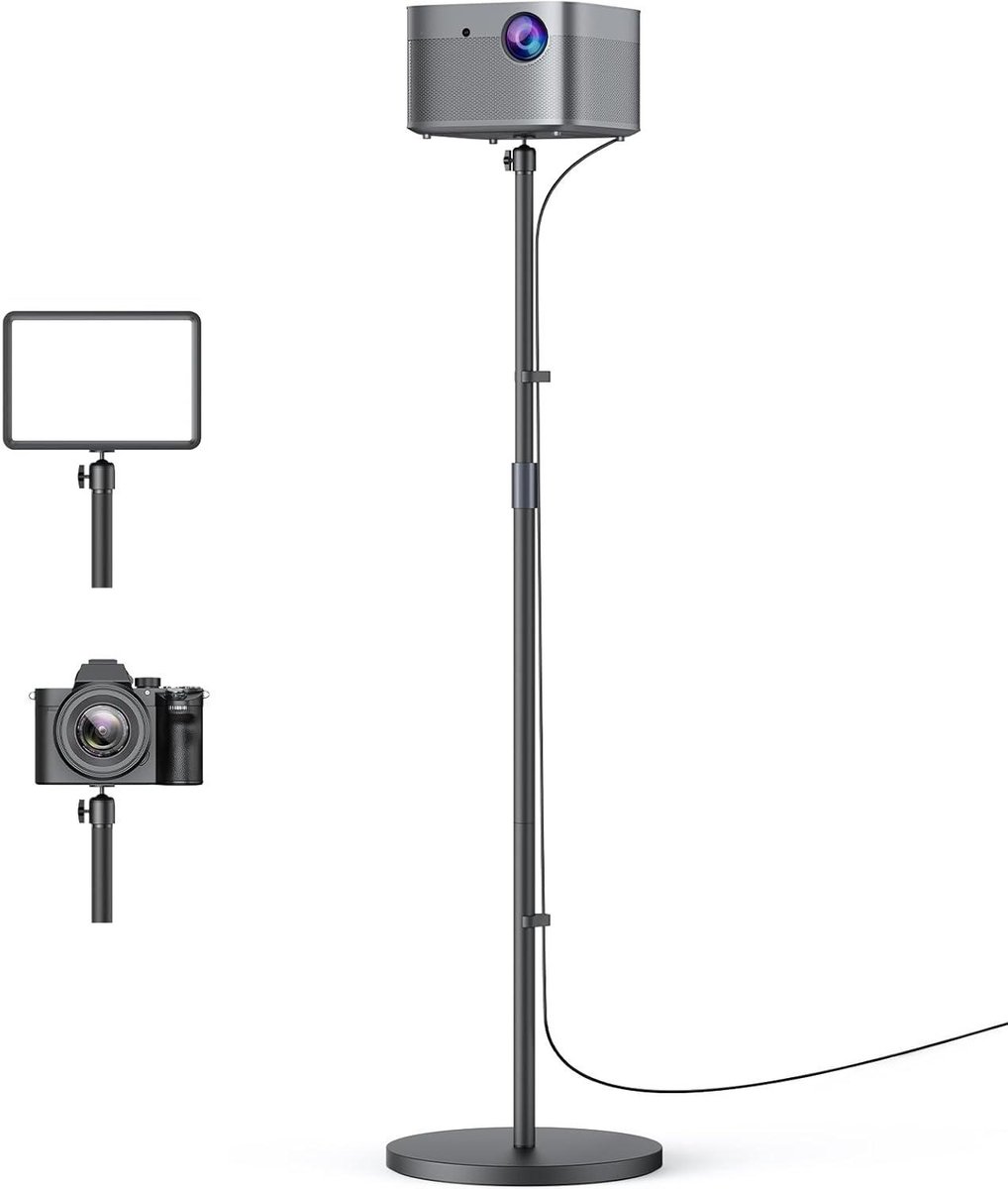 Projector Standaard - Vloerstatief - Thuisbioscoop - 360 graden draaibaar - 129 cm hoog - Zwart