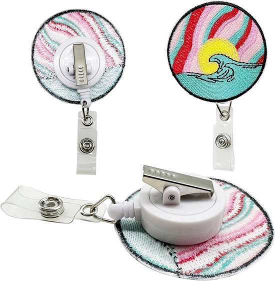 5-delige Badge Reel Houder, Retractable Badge Holder met Krokodillenclip voor Leraar, Student, Vrijwilliger en Beveiligingsmedewerker — afbeelding 2