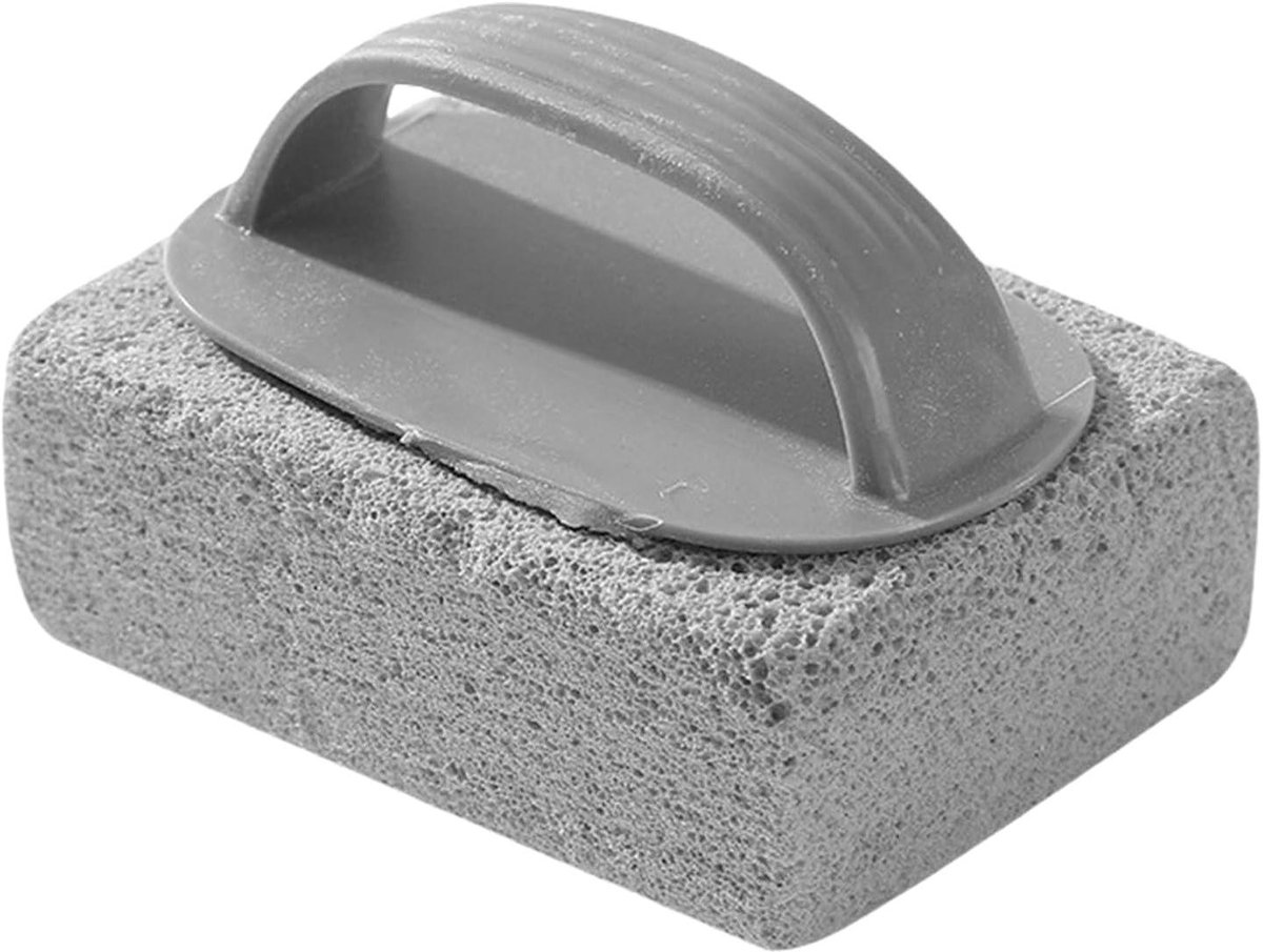 Reinigingssteen - Schrobsteen - Hardnekkige Vlekken Verwijderen - Met Handvat - 21 x 19 cm - Grijs