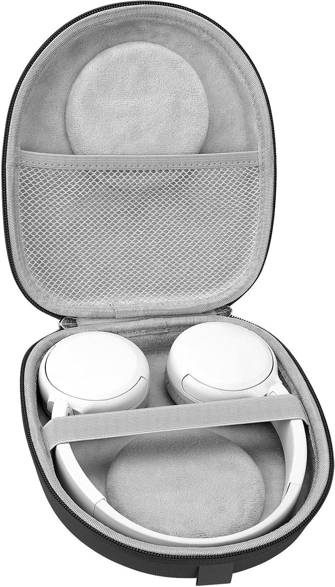 Draagtas voor Hoofdtelefoons - Beschermende Hard Shell Reisopslag voor Sony WH-CH520, WH-CH510, MDR-ZX310 en Skullcandy Riff 2 met Kabel en Oplader Opslag (Zwart)