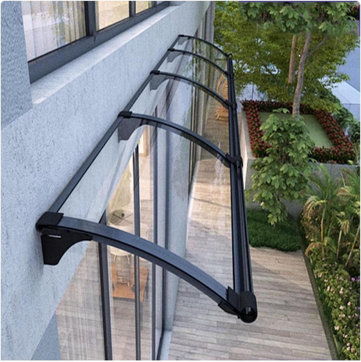 Regendak Deur - Buitenluifel - Bescherming Buiten - Polycarbonaat - 55 x 60 cm - Transparant