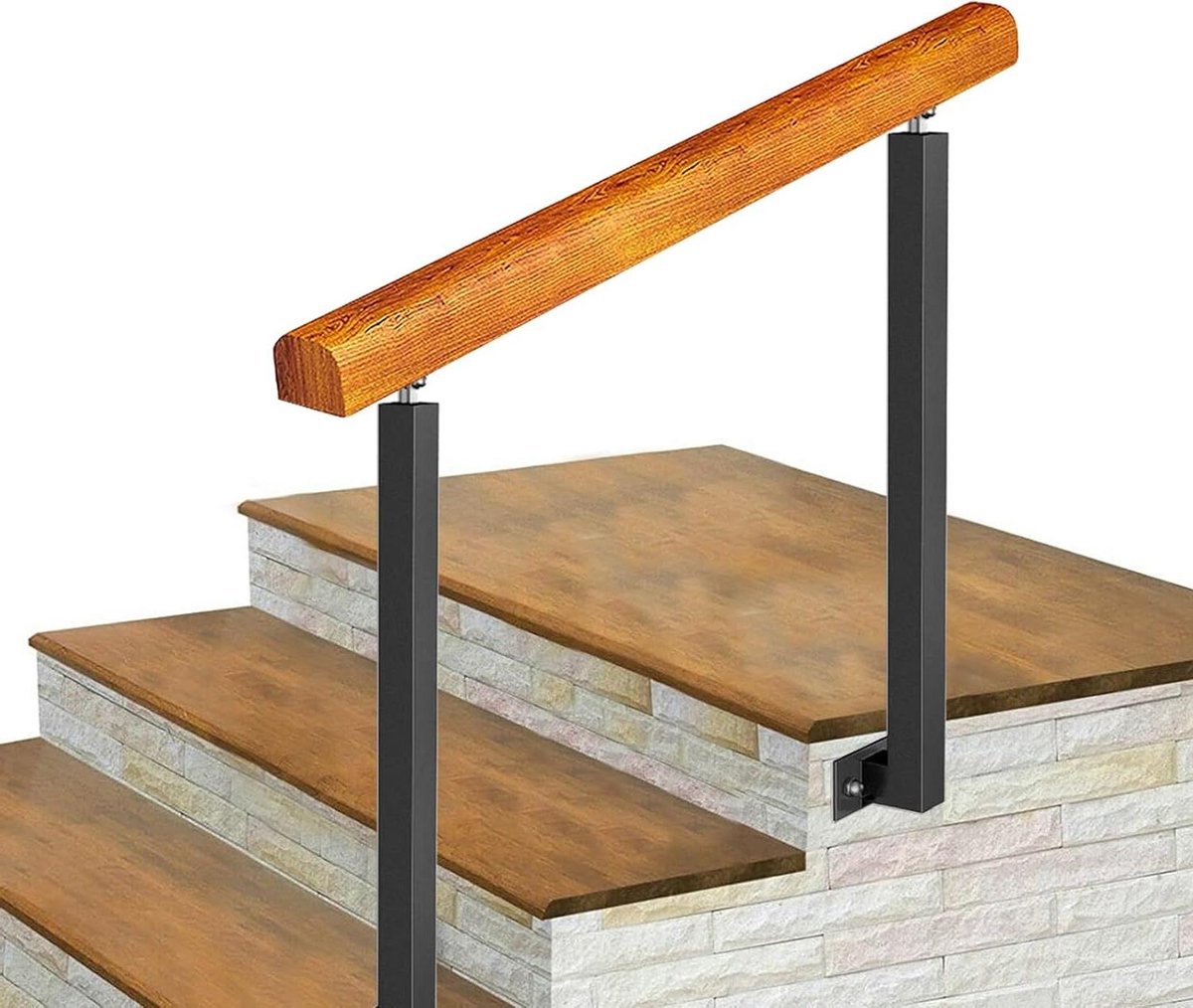 Trapleuning Set - Veiligheidspalen - Veiligheid Buiten - Flexibele Overgang - Tot 140 cm - Smeedijzer
