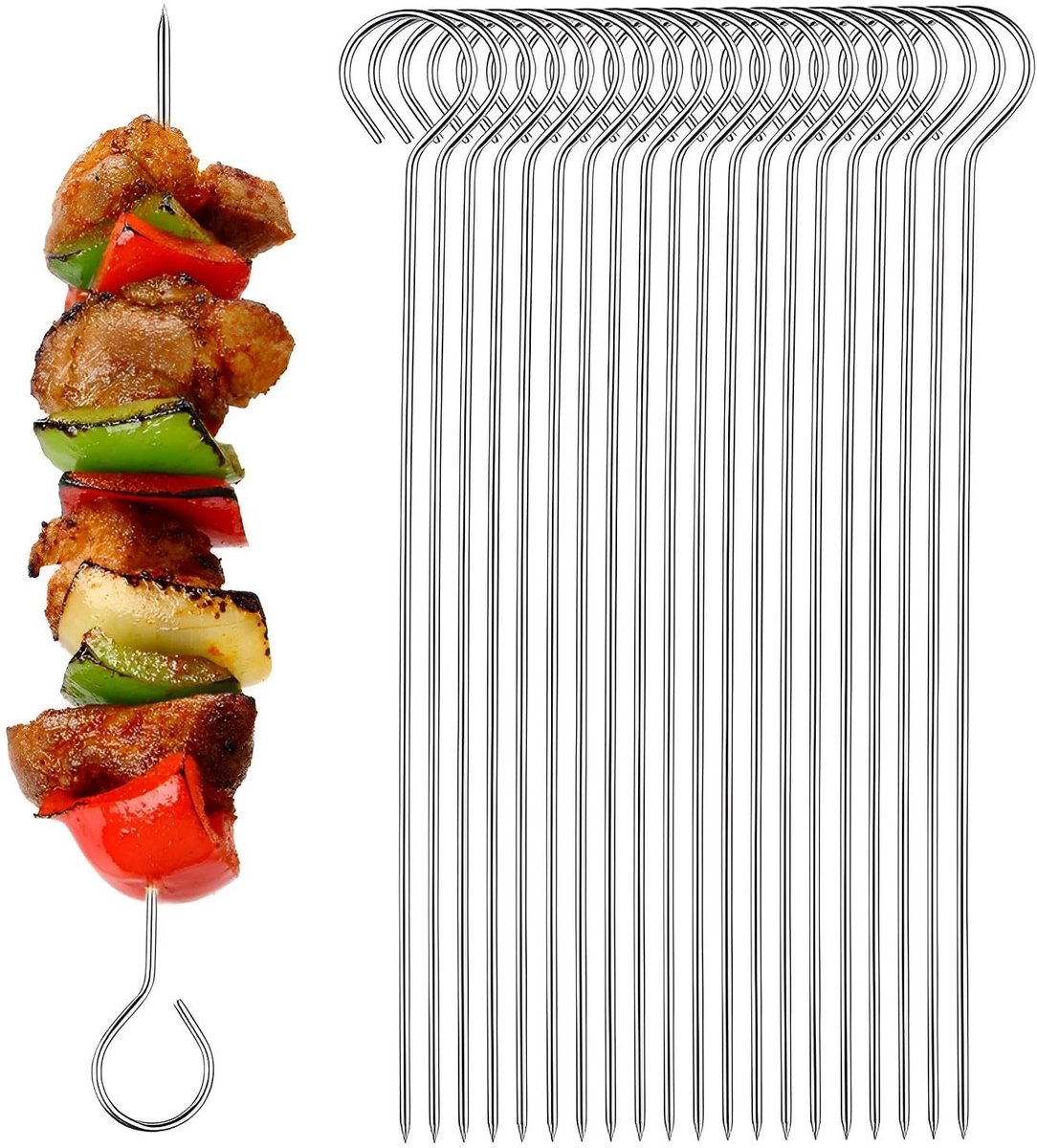 Set van 20 RVS Kebabspiesen - 15cm - Perfect voor Grillen en Oven