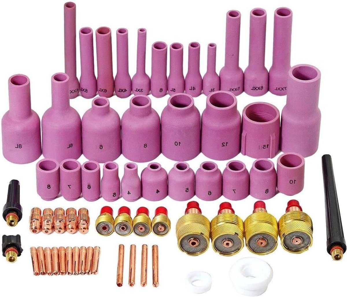 TIG Las Accessoires Set - WIG Lasonderdelen - Metaal Bewerken - 63 Delige Set - Diverse Maten - Goud