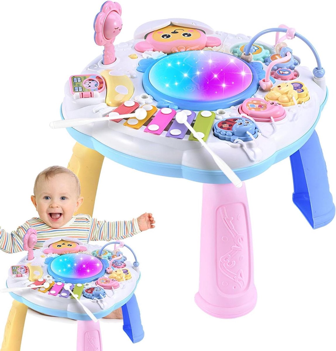 Educatieve Tafel - Leertafel Baby - Vroege Ontwikkeling - Meerdere Leerstanden - 42 cm Breed - Wit