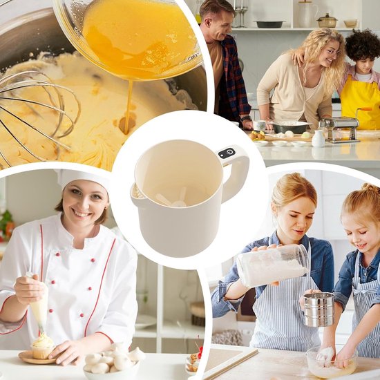 Elektrische Eierklopper - Keukenmixer - Bakken en Mixen - Zelfreinigend Mechanisme - 1 Liter Capaciteit - Beige — afbeelding 4