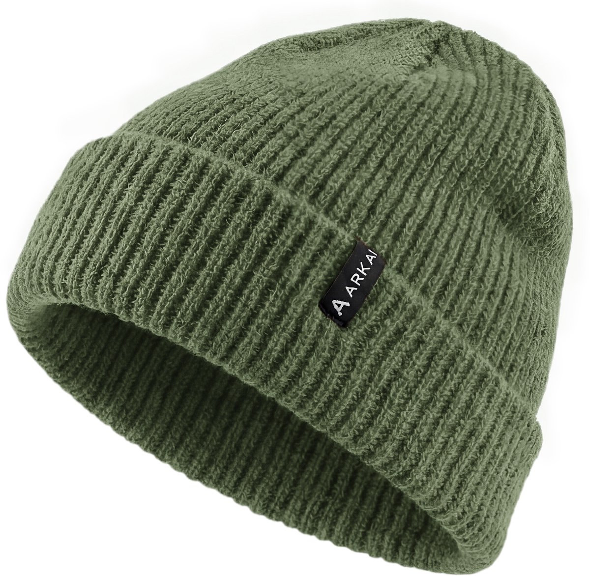 Nordic | Bosgroene geribde beanie in vissersstijl